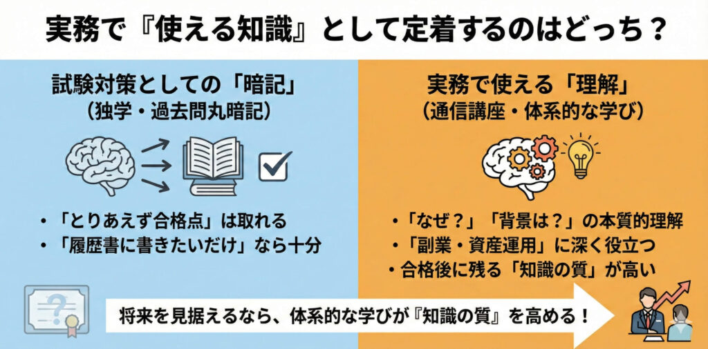 ただ受かればいい? 実務で「使える知識」として定着するのはどっちか