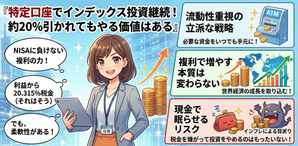 特定口座でのインデックス投資継続：約20%引かれてもやる価値はある